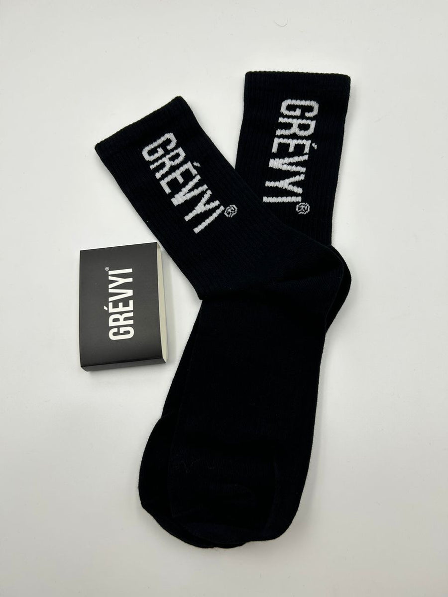 Black vertical logo socks – alwaysgrevyi