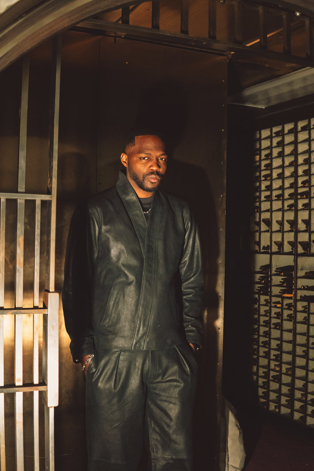 Kyoto vintage black leather kimono