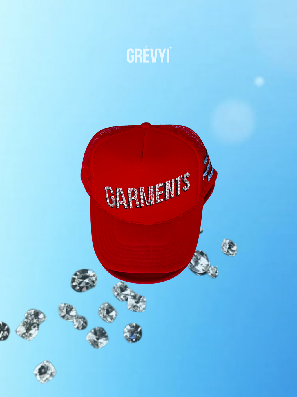 Red garments crystal trucker