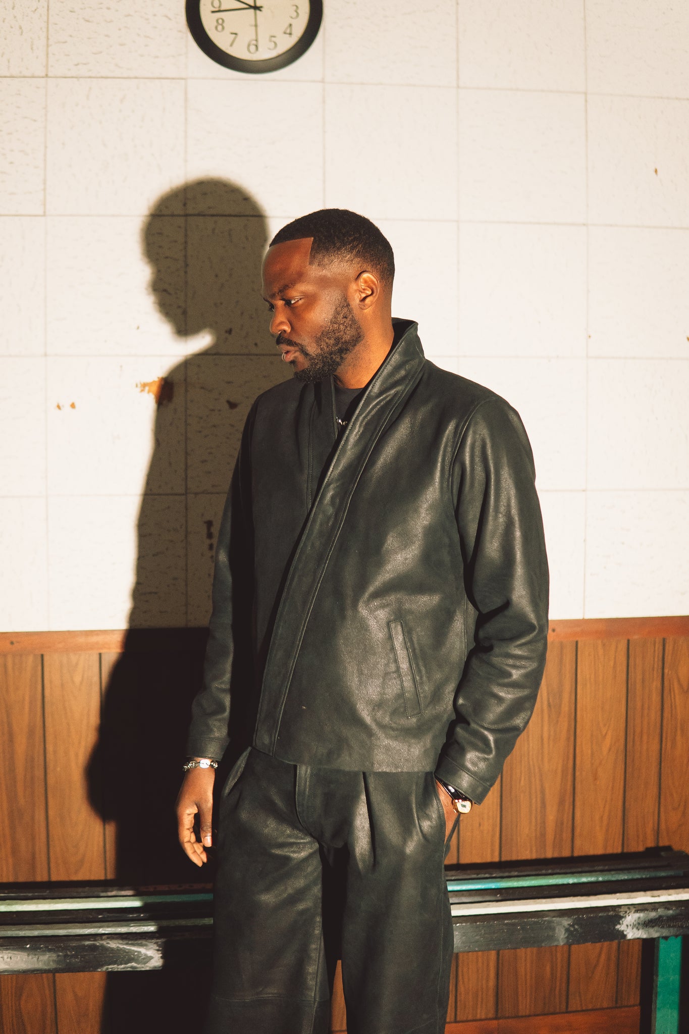 Kyoto vintage black leather kimono