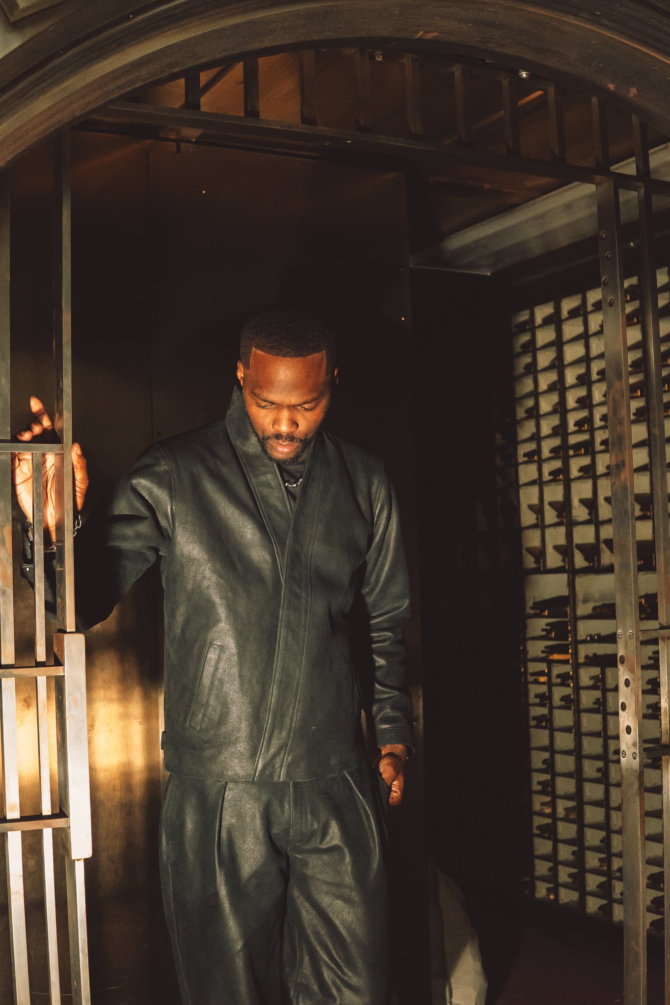 Kyoto vintage black leather kimono