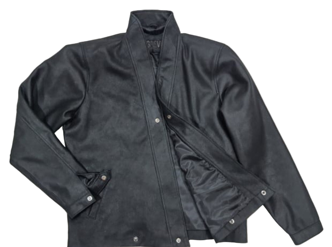 Kyoto vintage black leather kimono